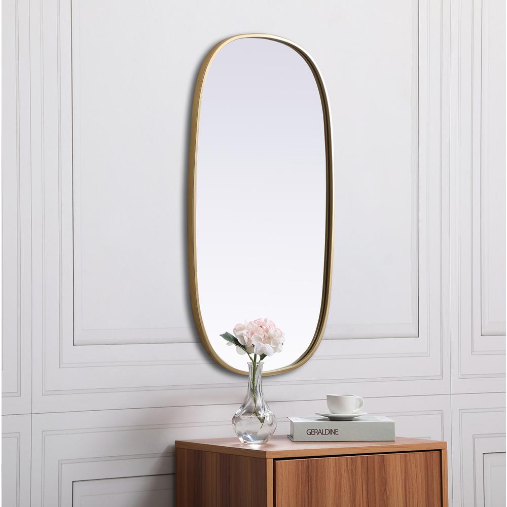 Metal Frame Oval Mirror 20x36 Inch in Brass. Picture 4