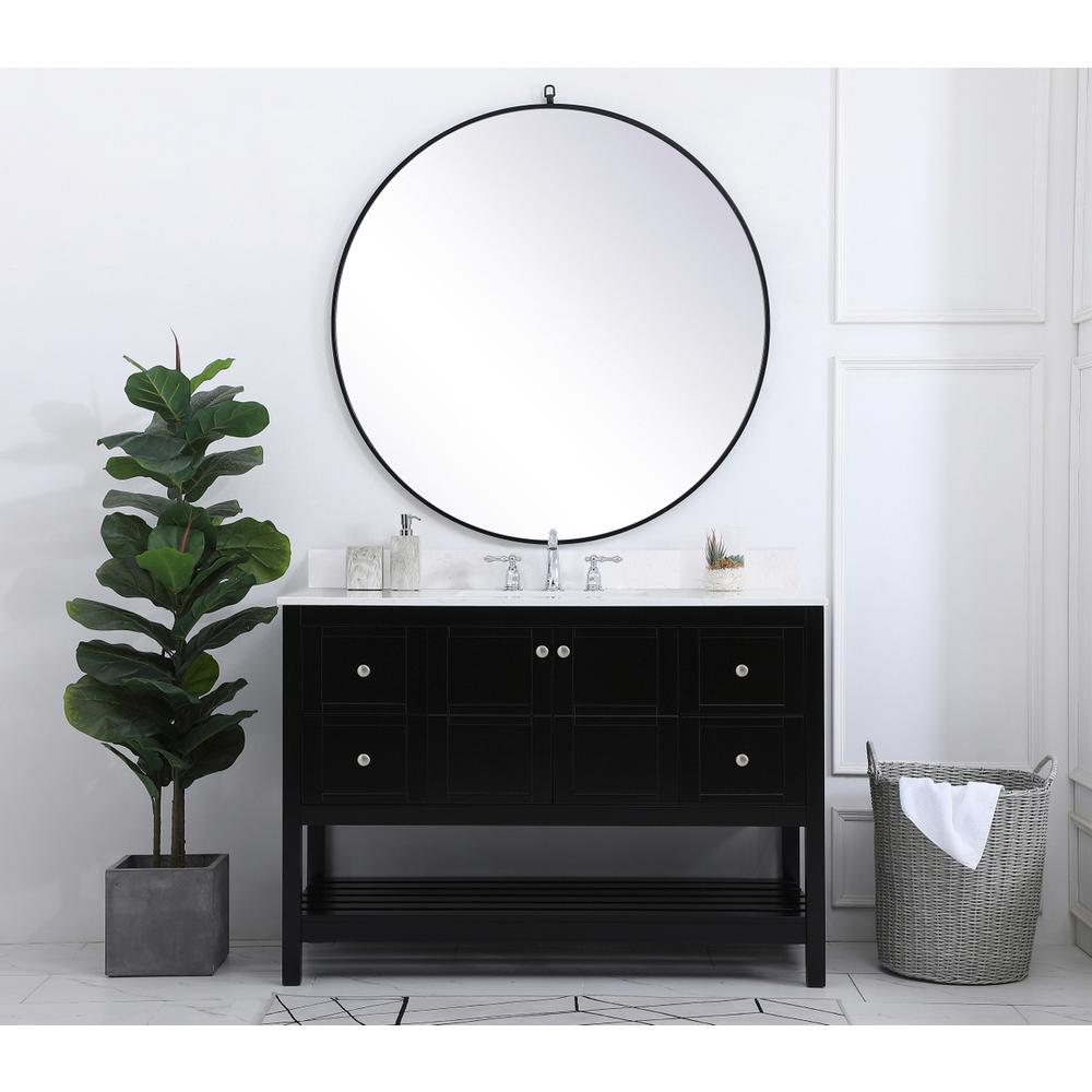 48 inch Single Bathroom Vanity in Black with Backsplash. Picture 4