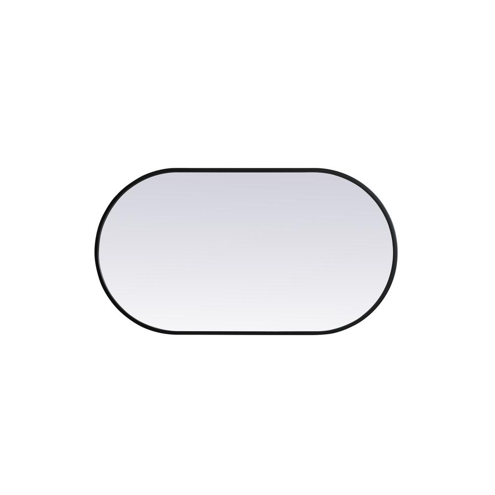 Metal Frame Oval Mirror 20x36 Inch in Black. Picture 8