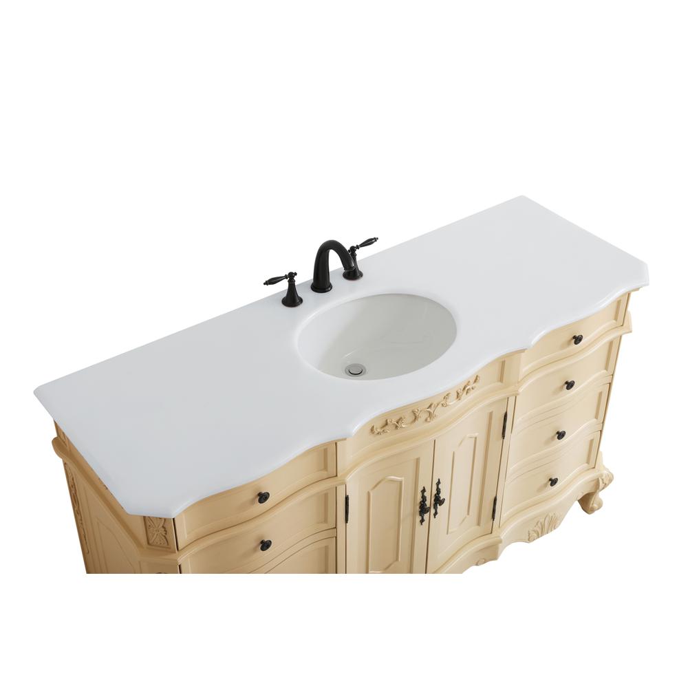 60 inch Single Bathroom vanity in Light Antique Beige. Picture 10