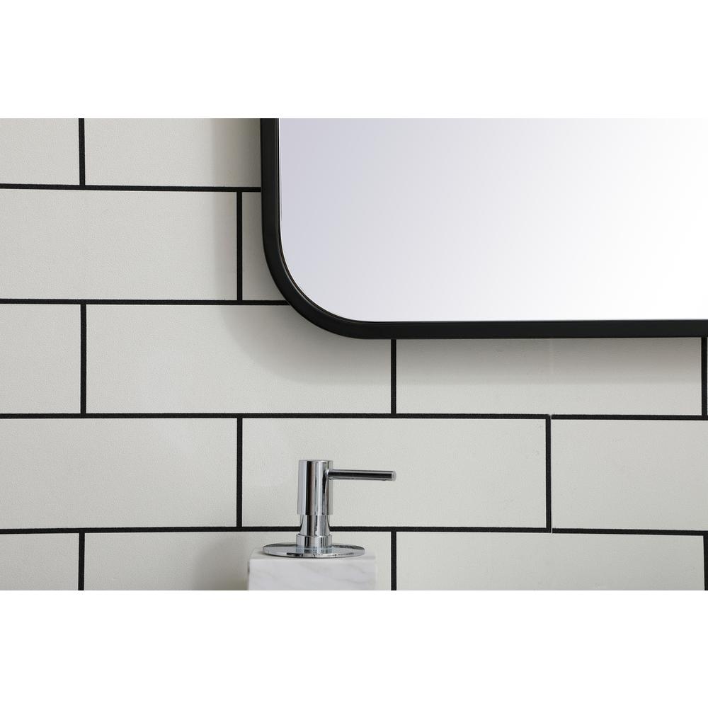 Soft corner metal rectangular mirror 22x30 inch in Black. Picture 3