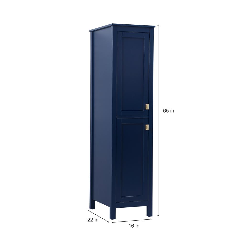 16 Inch Wide Bathroom Linen Storage Freestanding Cabinet In Blue. Picture 7