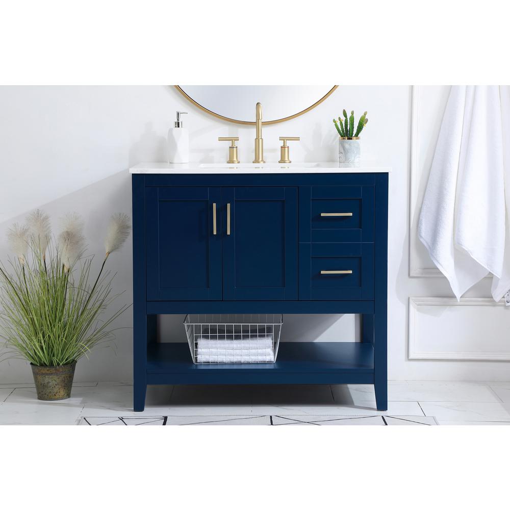 36 inch Single Bathroom Vanity in Blue. Picture 14