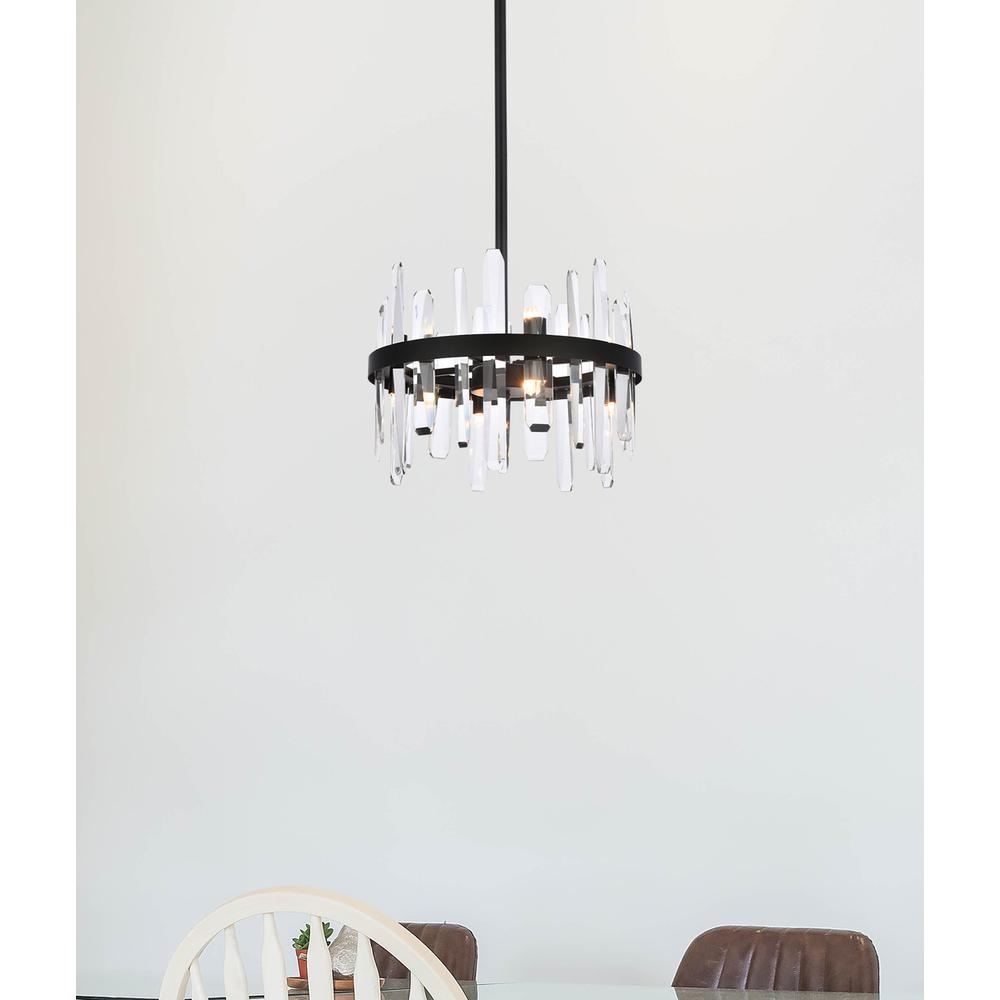 Serena 16 inch crystal round pendant in black. Picture 8