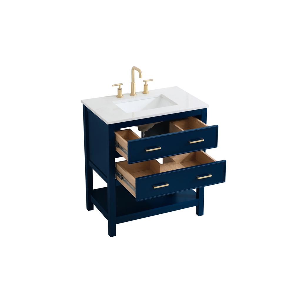 30 inch Single Bathroom Vanity in Blue. Picture 8