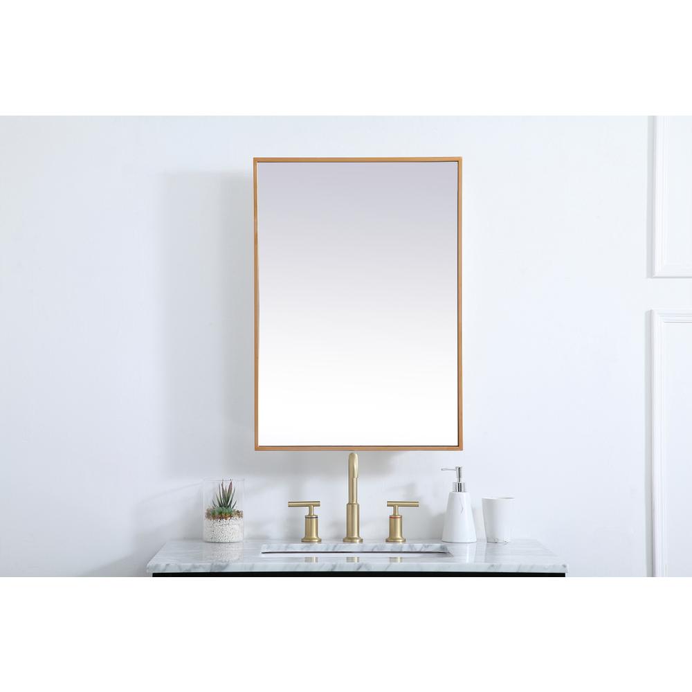 Metal mirror medicine cabinet 20 inch x 28 inch in Brass. Picture 8