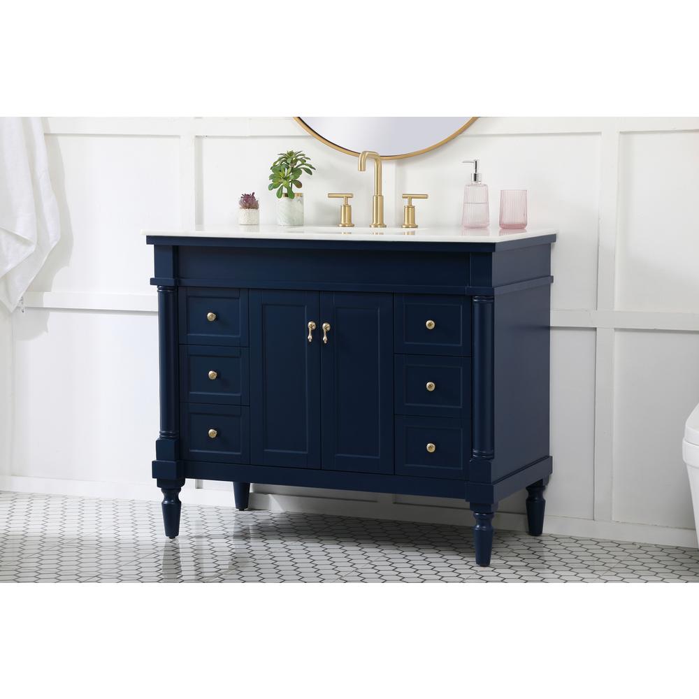 42 inch Single bathroom vanity in blue. Picture 2