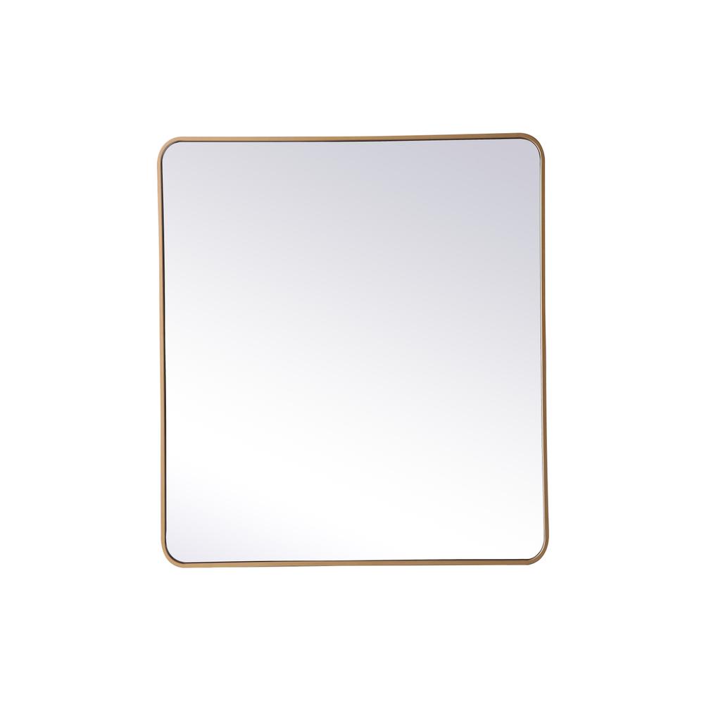 Soft corner metal rectangular mirror 36x40 inch in Brass. Picture 6
