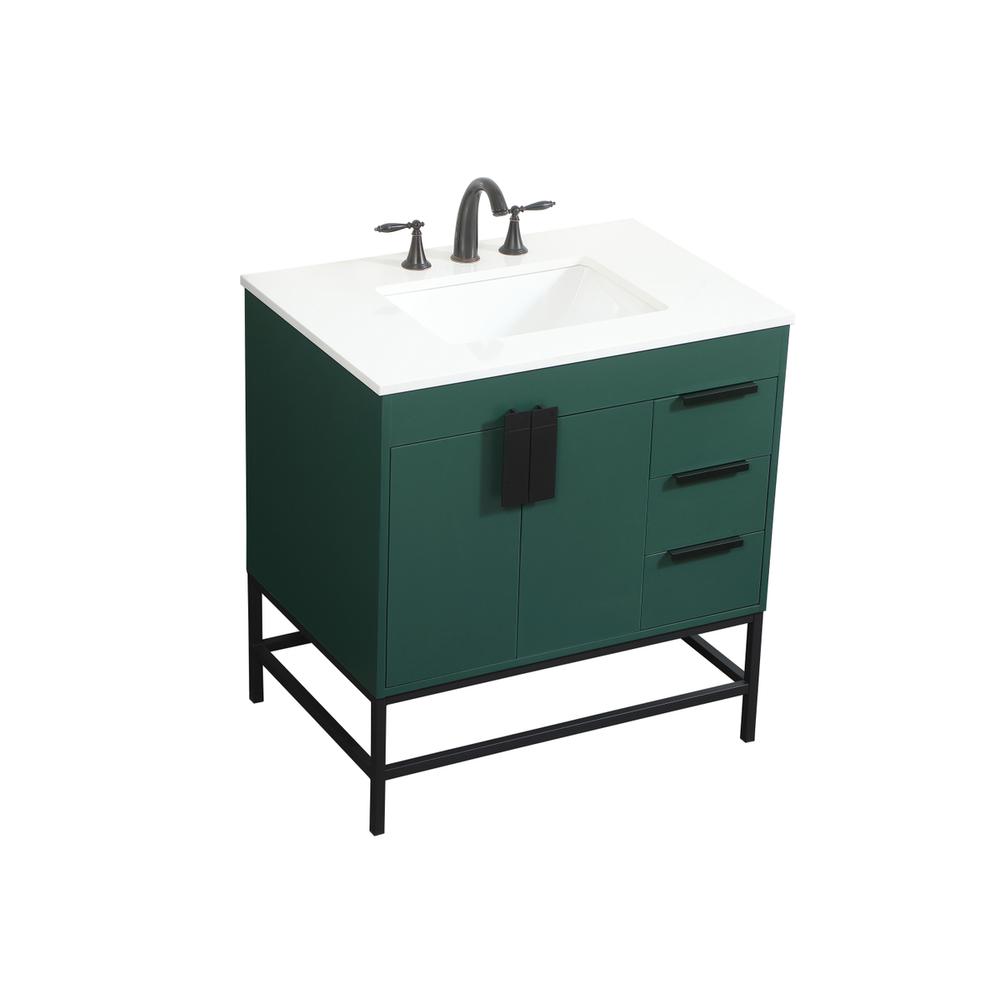32 inch Single bathroom vanity in green. Picture 8