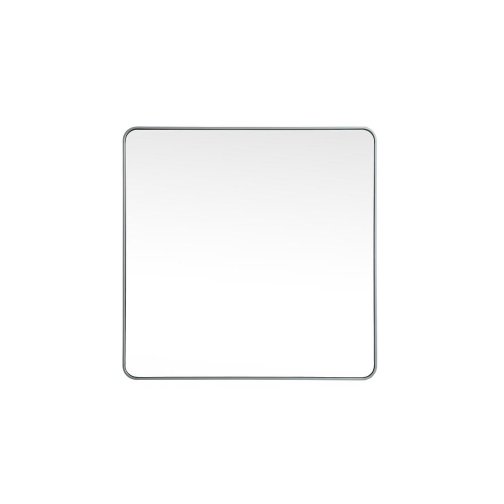 Soft corner metal square mirror 42x42 inch in Silver. Picture 1