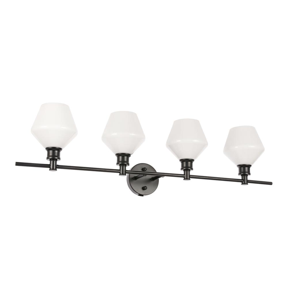 Gene 4 light Black and Frosted white glass Wall sconce. Picture 4