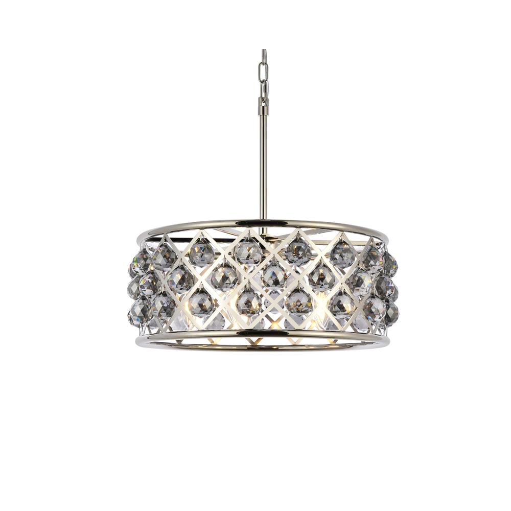 Madison 5 light polished Nickel Chandelier Silver Shade (Grey) Royal Cut Crystal. Picture 2
