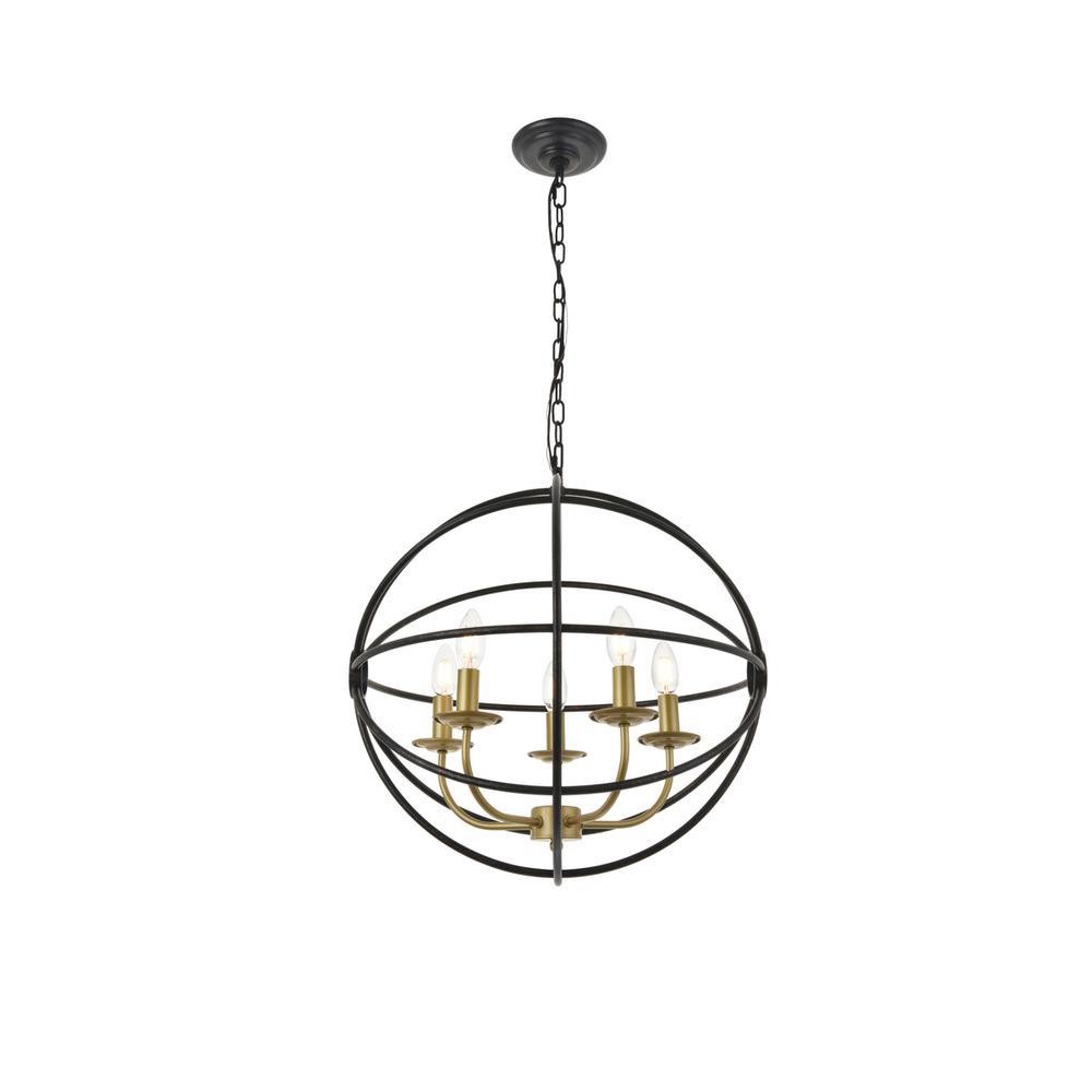 Octavia 5 light Brass and Dark Brown Pendant. Picture 7