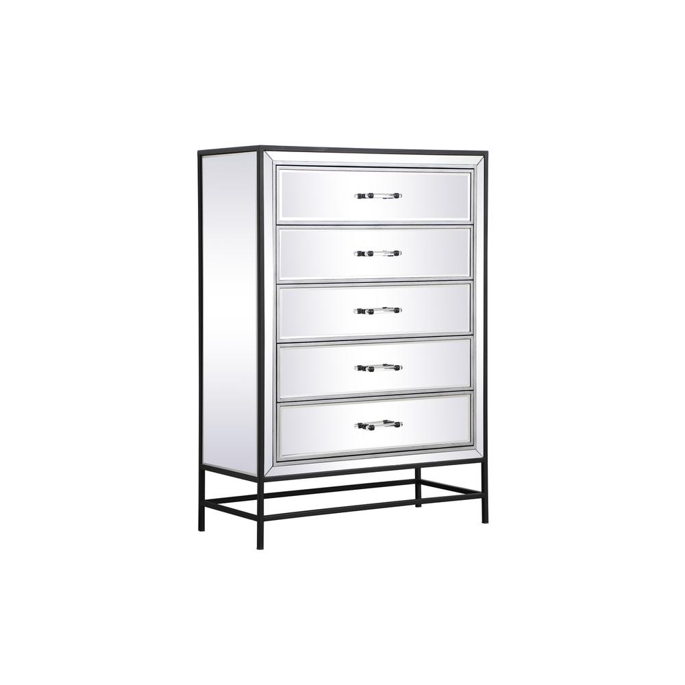 34 inch mirrored 5 drawers chest in black. Picture 4