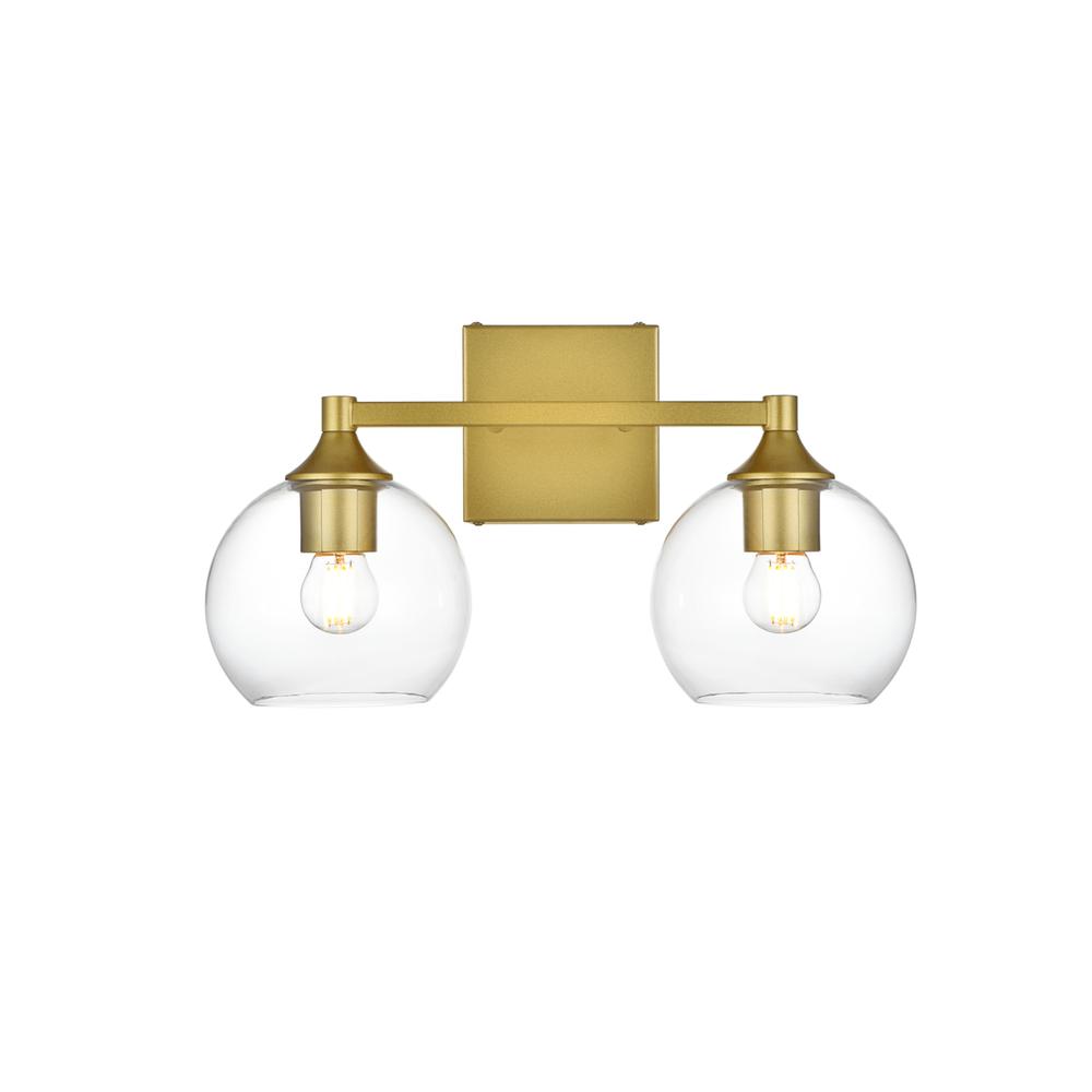 Foster 2 light Brass and Clear Bath Sconce. Picture 1