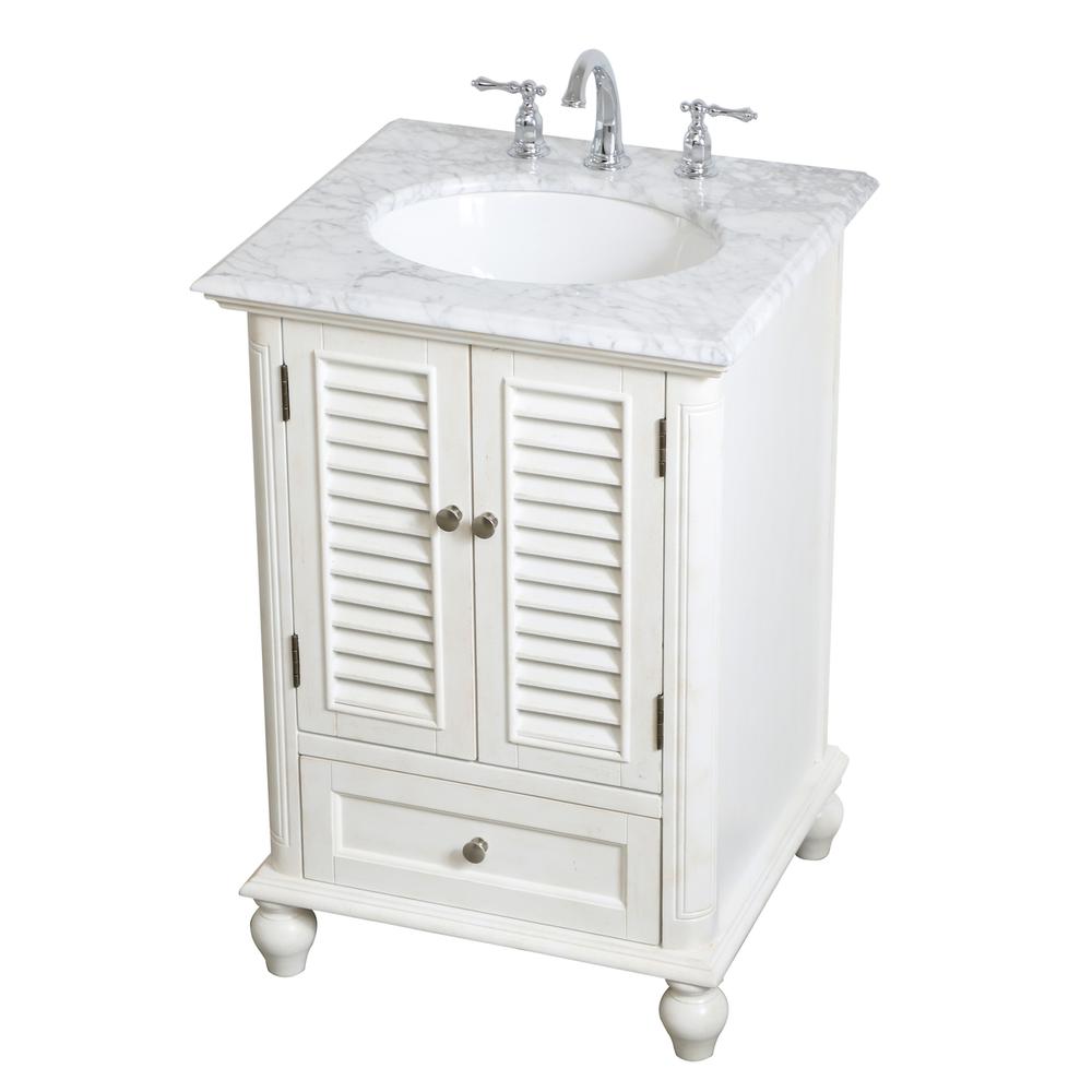 24 inch Single Bathroom Vanity in Antique White. Picture 7