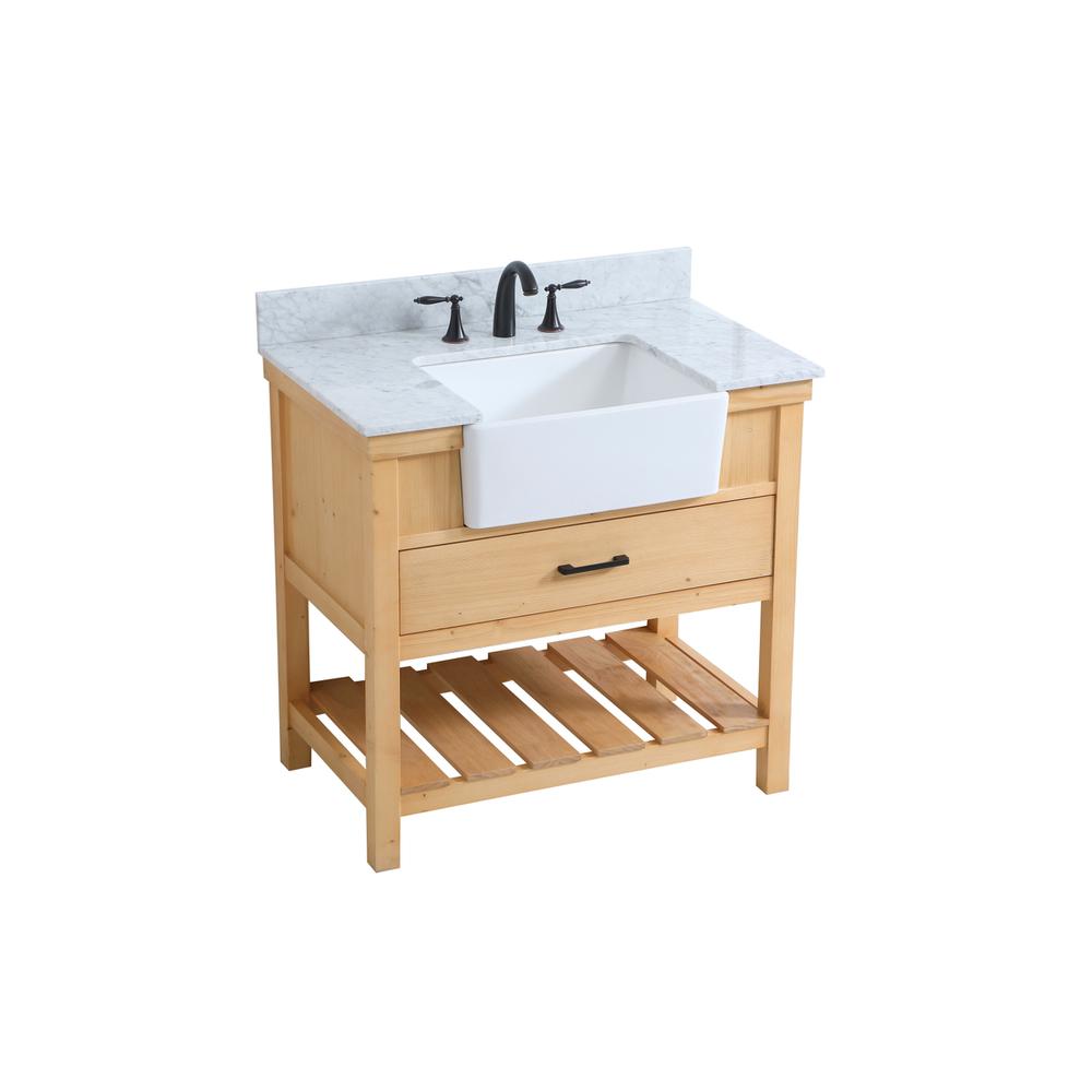 36 inch Single bathroom vanity in natural wood with backsplash. Picture 8