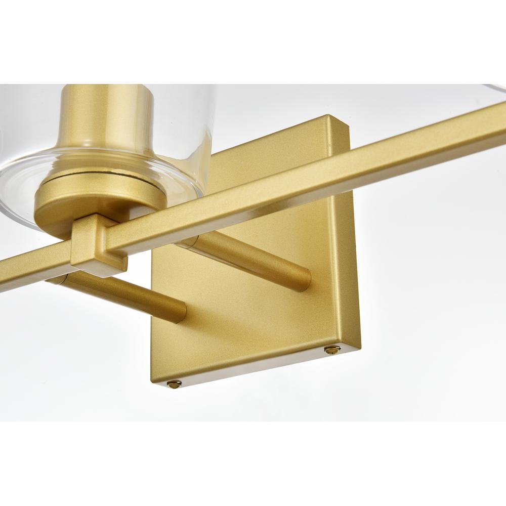 Kacey 3 light Brass and Clear Bath Sconce. Picture 6