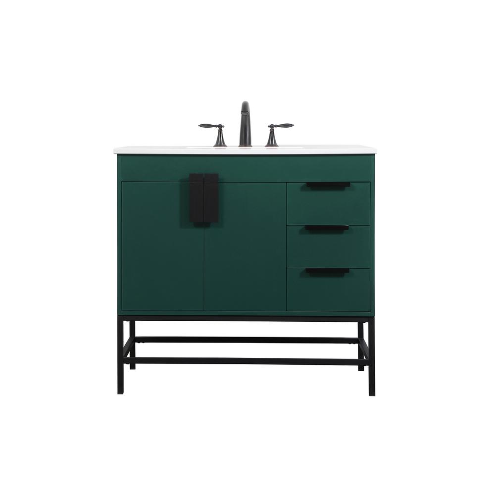 36 inch Single bathroom vanity in green. Picture 1