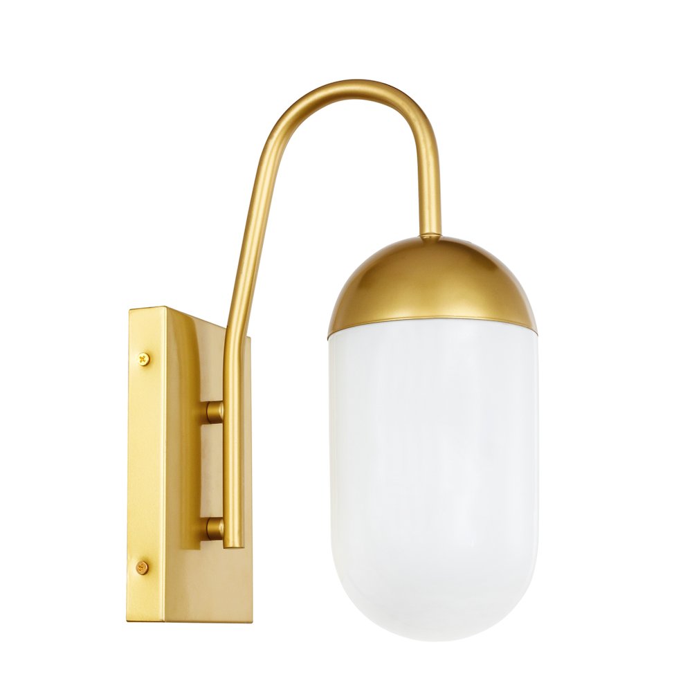 Kace 1 Light Brass And Frosted White Glass Wall Sconce. Picture 3