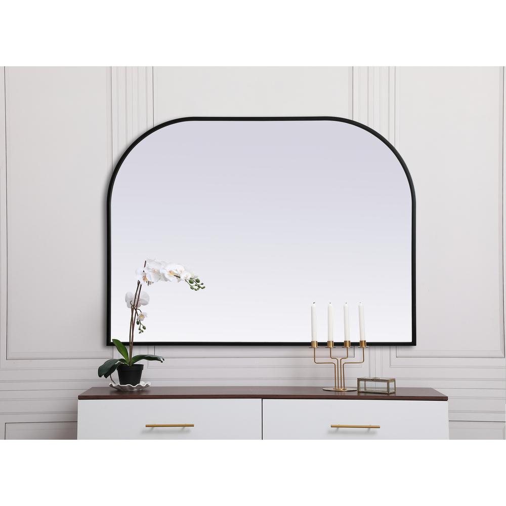 Metal Frame Arch Mirror 40x30 Inch in Black. Picture 3