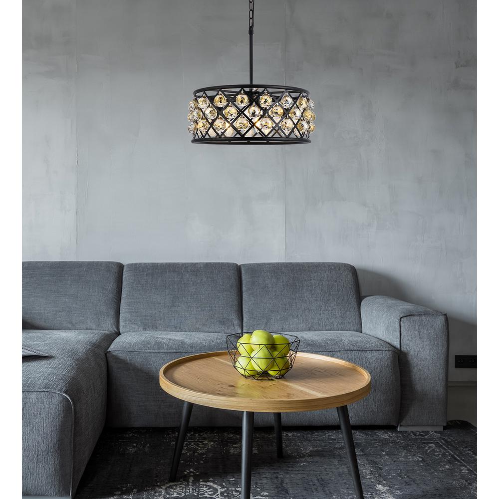 Madison 5 light Matte Black Chandelier Golden Teak (Smoky) Royal Cut Crystal. Picture 8