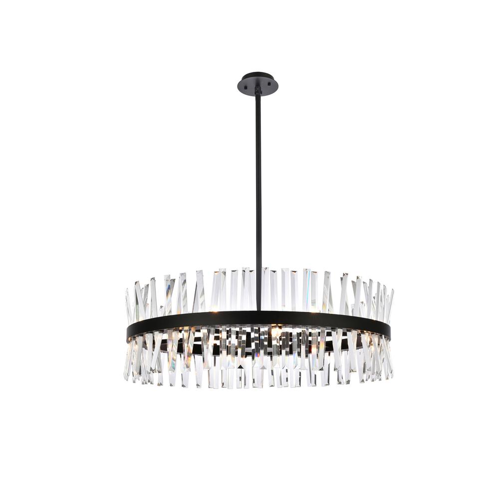 Serephina 36 inch crystal round chandelier light in black. Picture 1