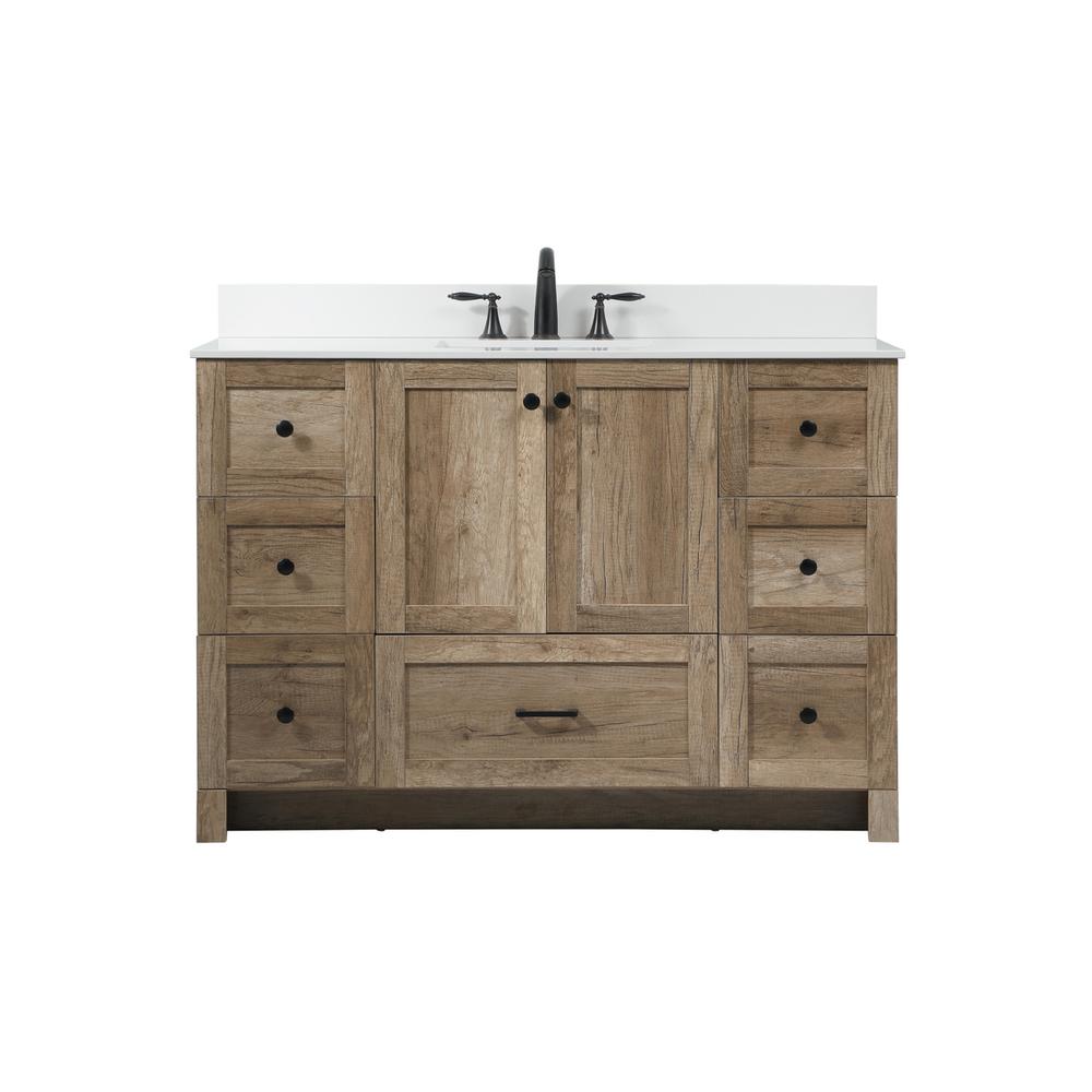 48 inch Single bathroom vanity in natural oak with backsplash. Picture 1