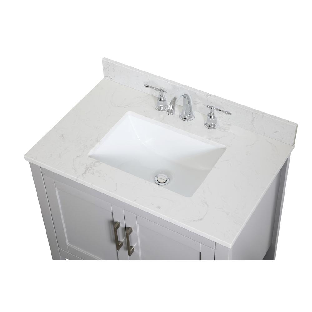30 inch Single Bathroom Vanity in Grey with Backsplash. Picture 10