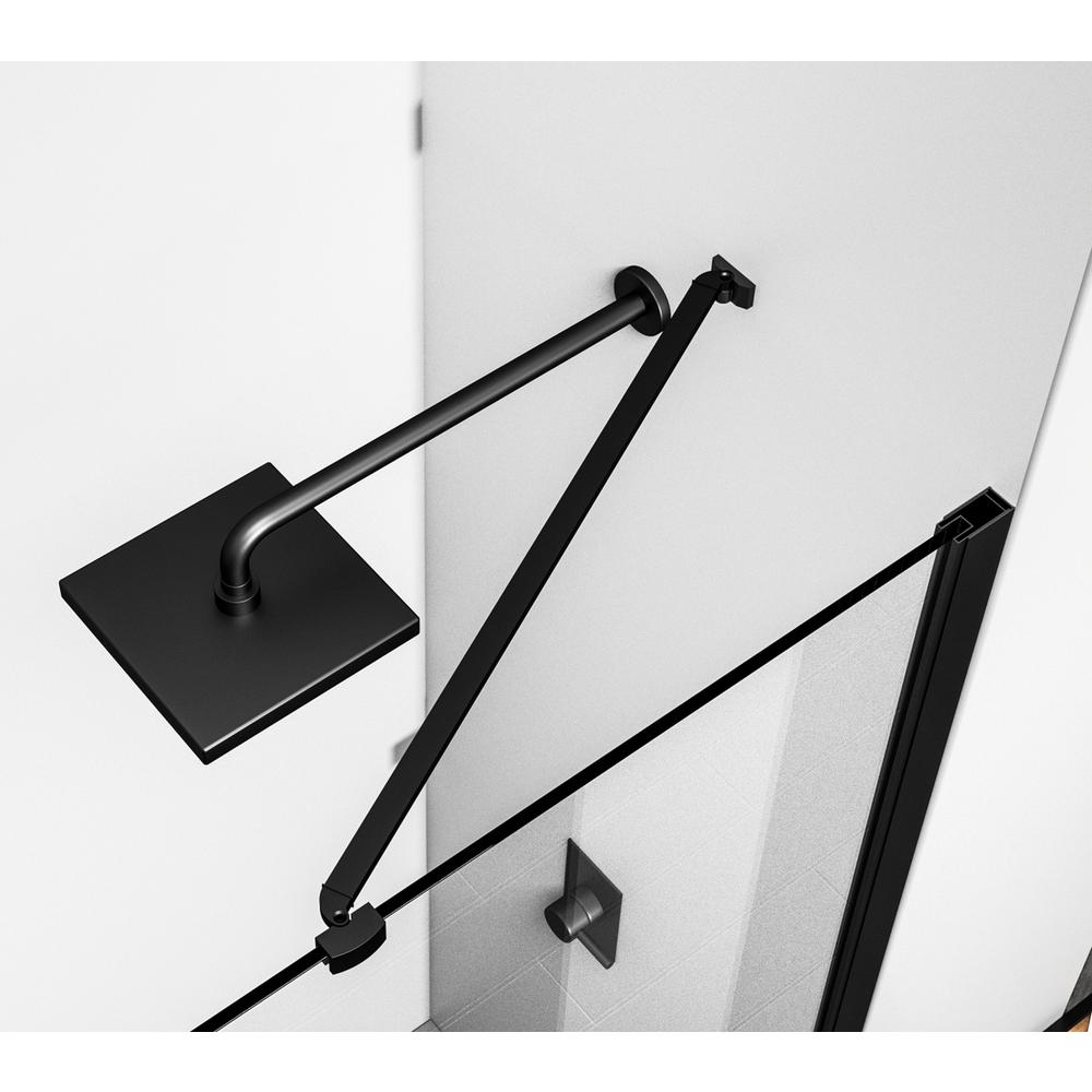 Semi-frameless hinged shower door 48 x 72 Matte Black. Picture 5