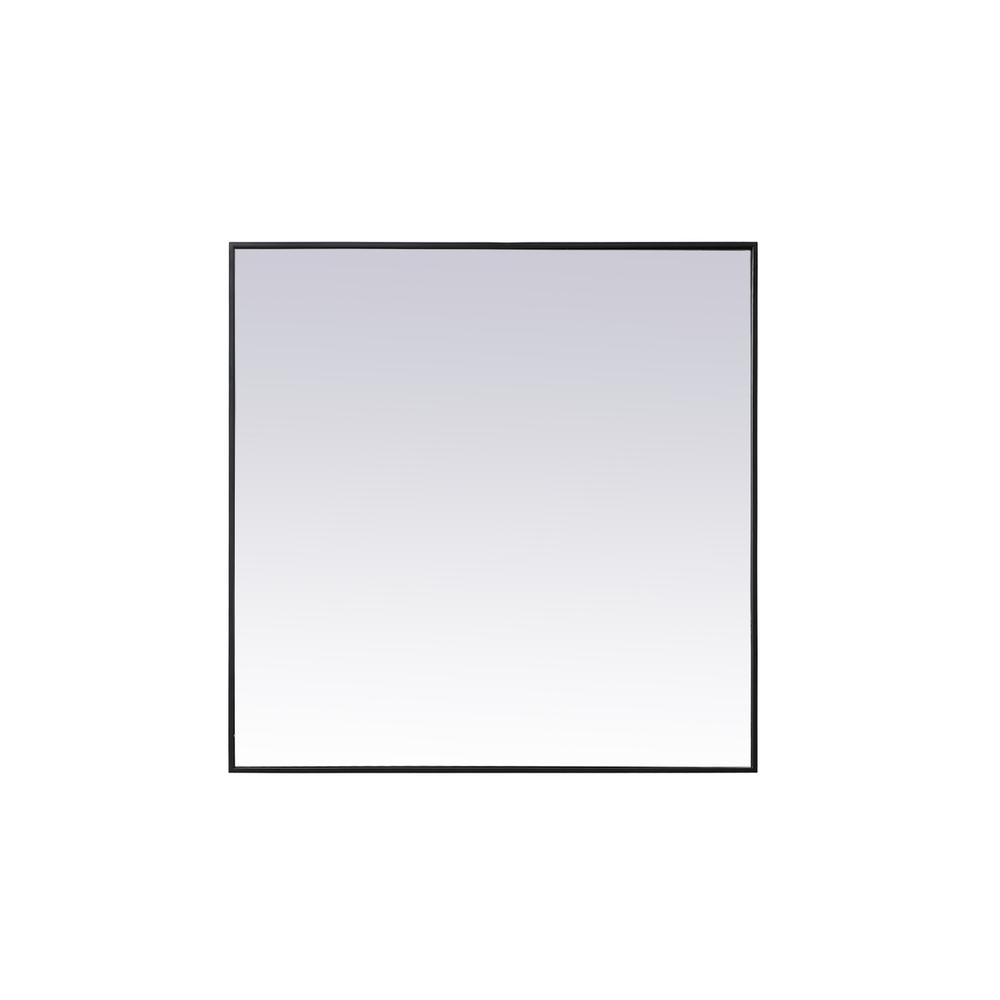 Metal Frame Square Mirror 42 inch in Black. Picture 1