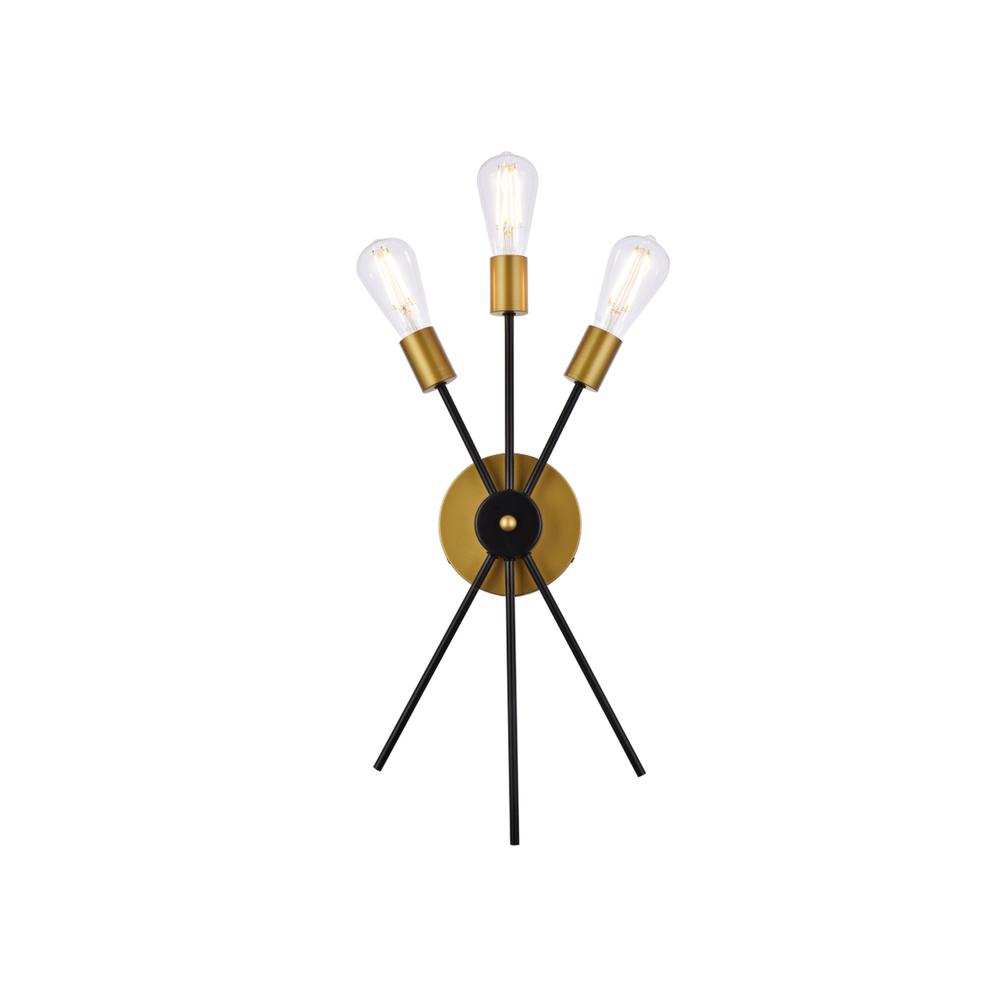 Lucca 11 inch bath sconce in black and brass. Picture 1
