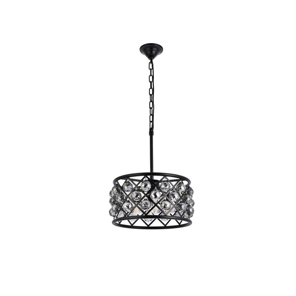 Madison 4 light Matte Black Pendant Silver Shade (Grey) Royal Cut Crystal. Picture 6