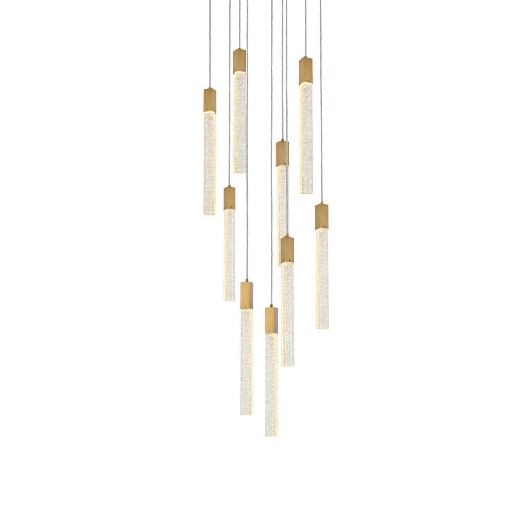 Weston 9 lights pendant in satin gold. Picture 2
