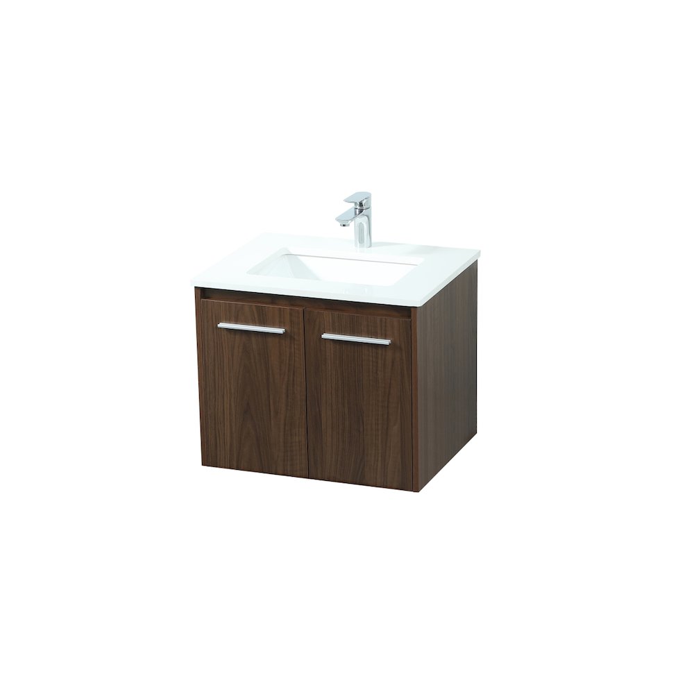 24 Inch Single Bathroom Vanity In Walnut. Picture 9