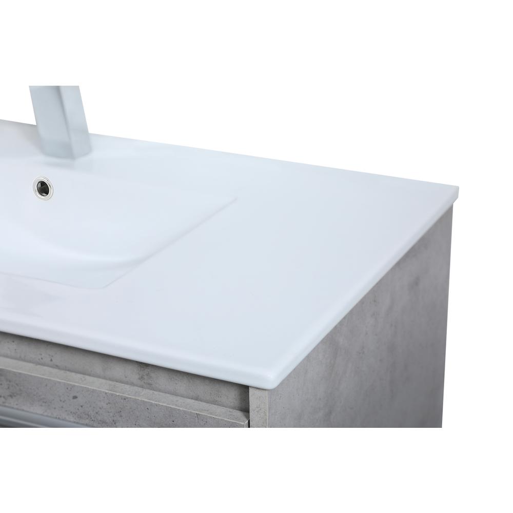 36 inch  Single Bathroom Floating Vanity in Concrete Grey. Picture 9