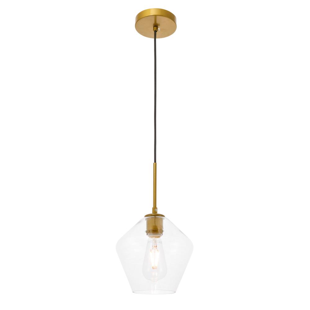 Gene 1 light Brass and Clear glass pendant. Picture 5