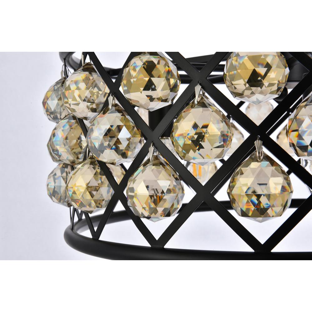 Madison 5 light Matte Black Chandelier Golden Teak (Smoky) Royal Cut Crystal. Picture 3