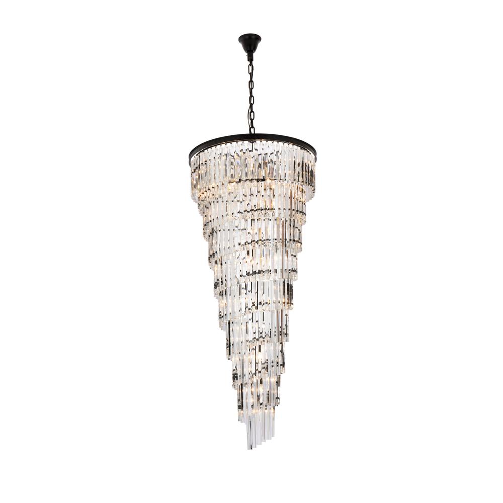 Sydney 30 inch spiral crystal chandelier in matte black. Picture 1