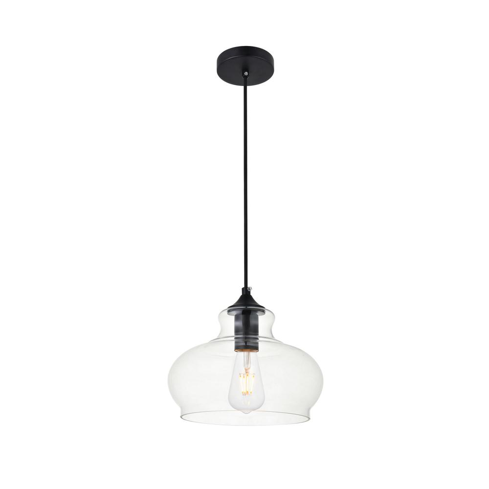 Destry 1 Light Black Pendant With Clear Glass. Picture 2