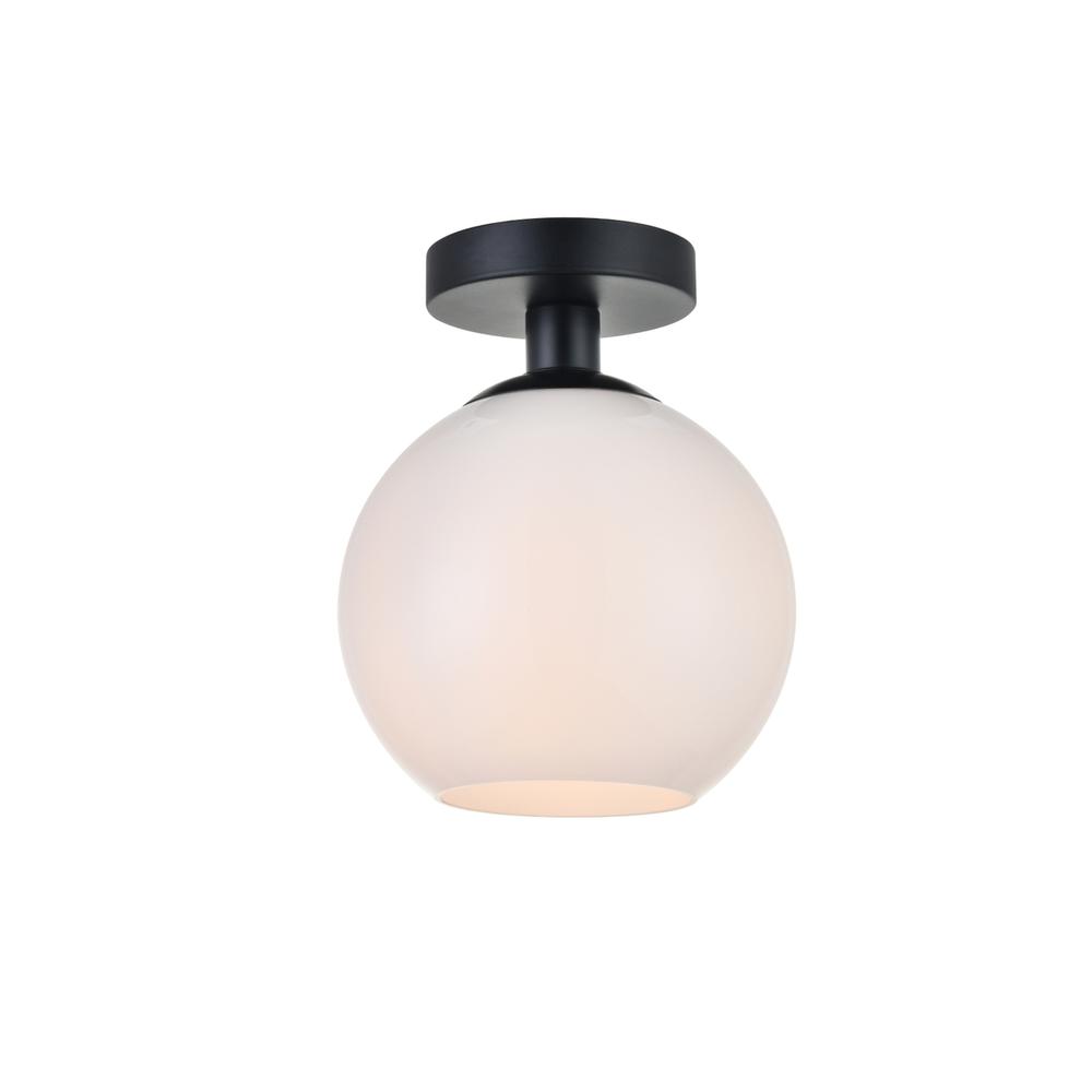 Baxter 1 Light Black Flush Mount With Frosted White Glass. Picture 2