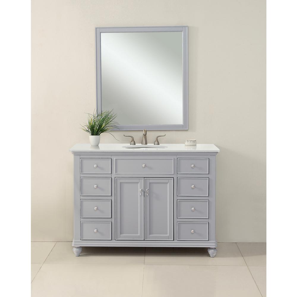 48 inch Single Bathroom vanity in Light Grey with ivory white engineered marble. Picture 10