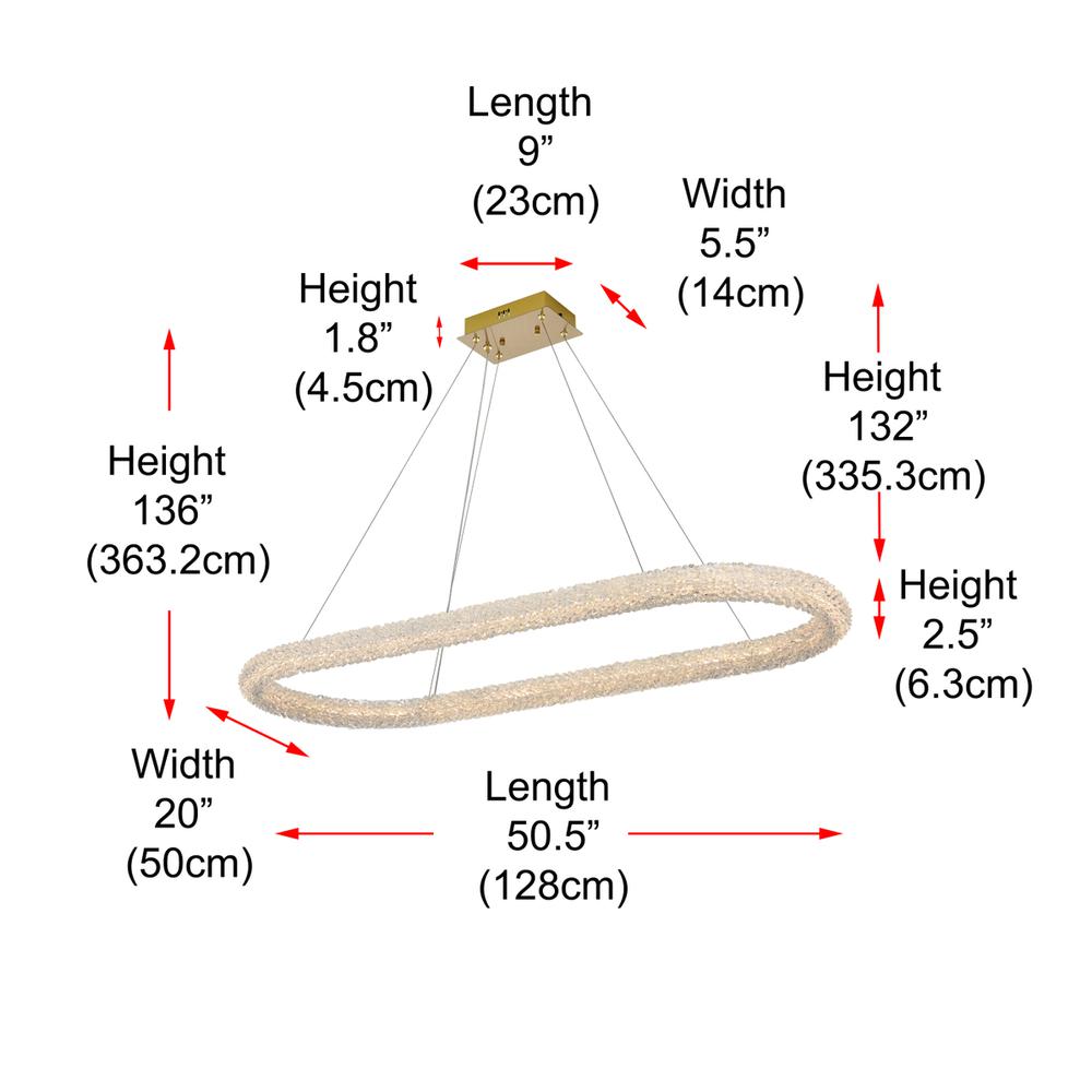 Bowen 51 inch Adjustable LED Chandelier in Satin Gold. Picture 10