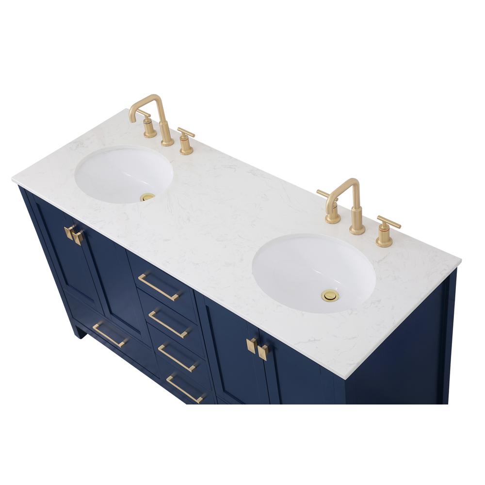 60 inch Double Bathroom Vanity in Blue. Picture 9