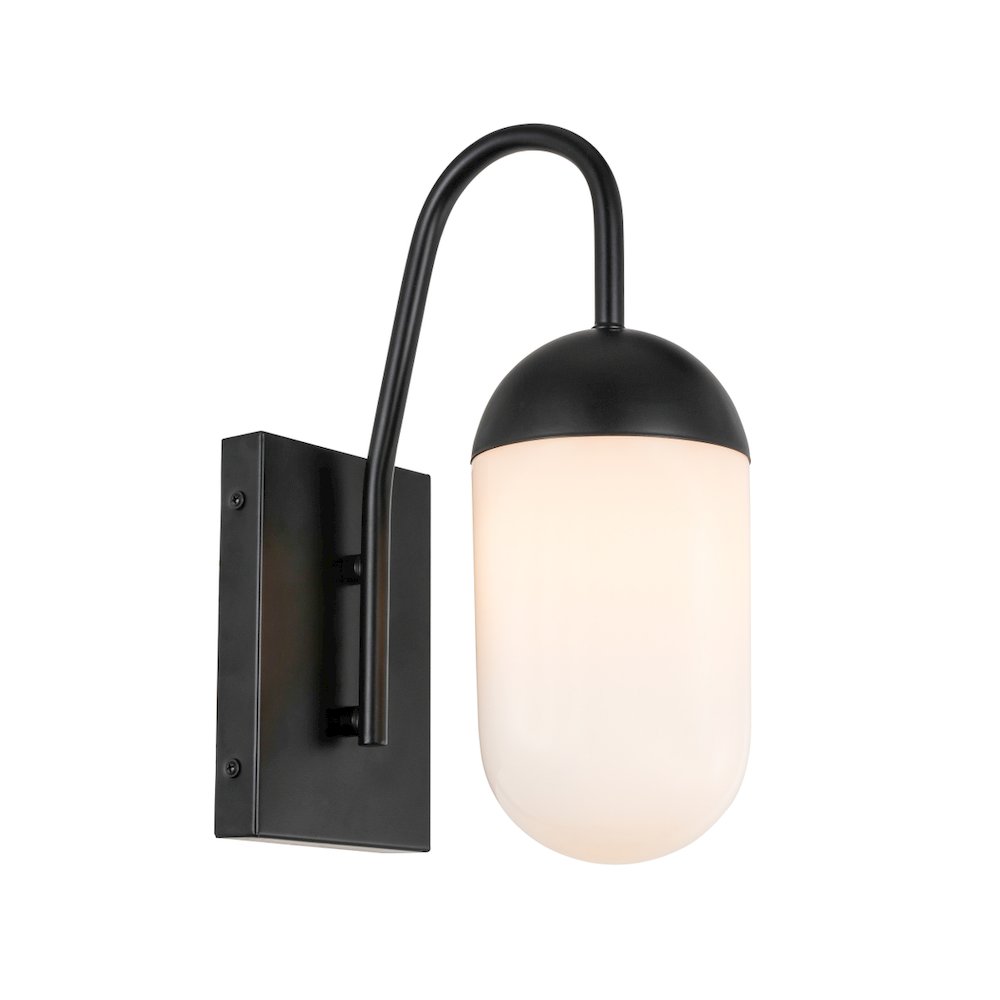 Kace 1 Light Black And Frosted White Glass Wall Sconce. Picture 1