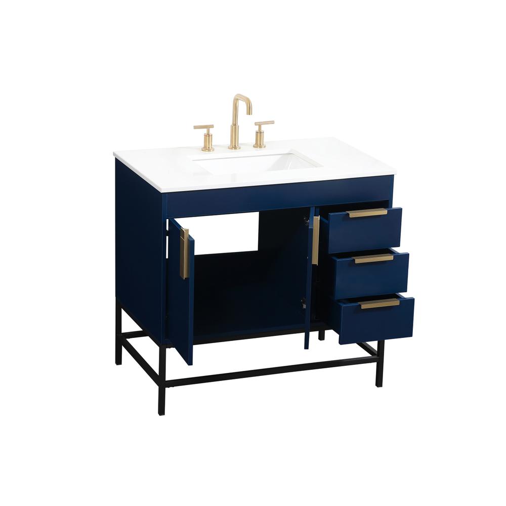 36 inch Single bathroom vanity in blue. Picture 9