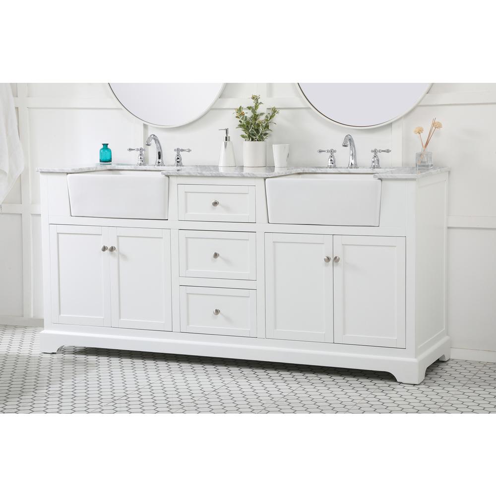 72 inch double bathroom vanity in white. Picture 2