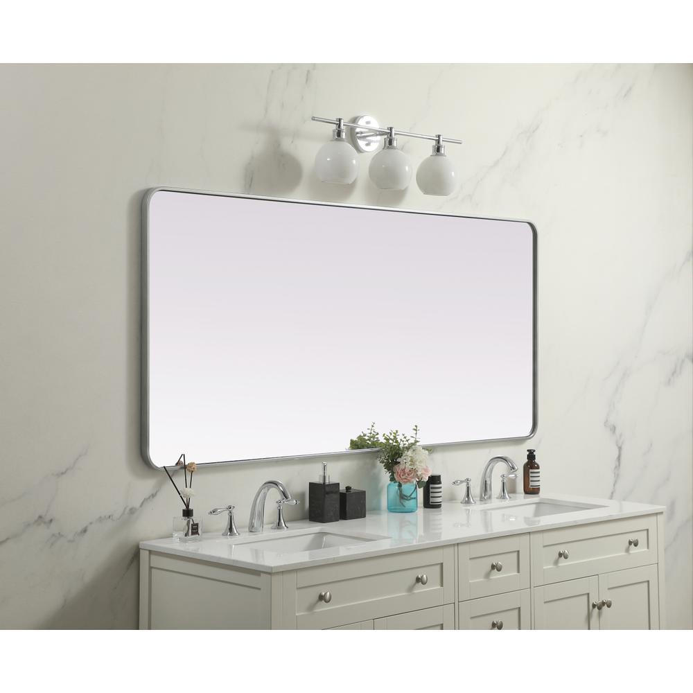 Soft Corner Metal Rectangle Mirror 32x72 Inch in Silver. Picture 4