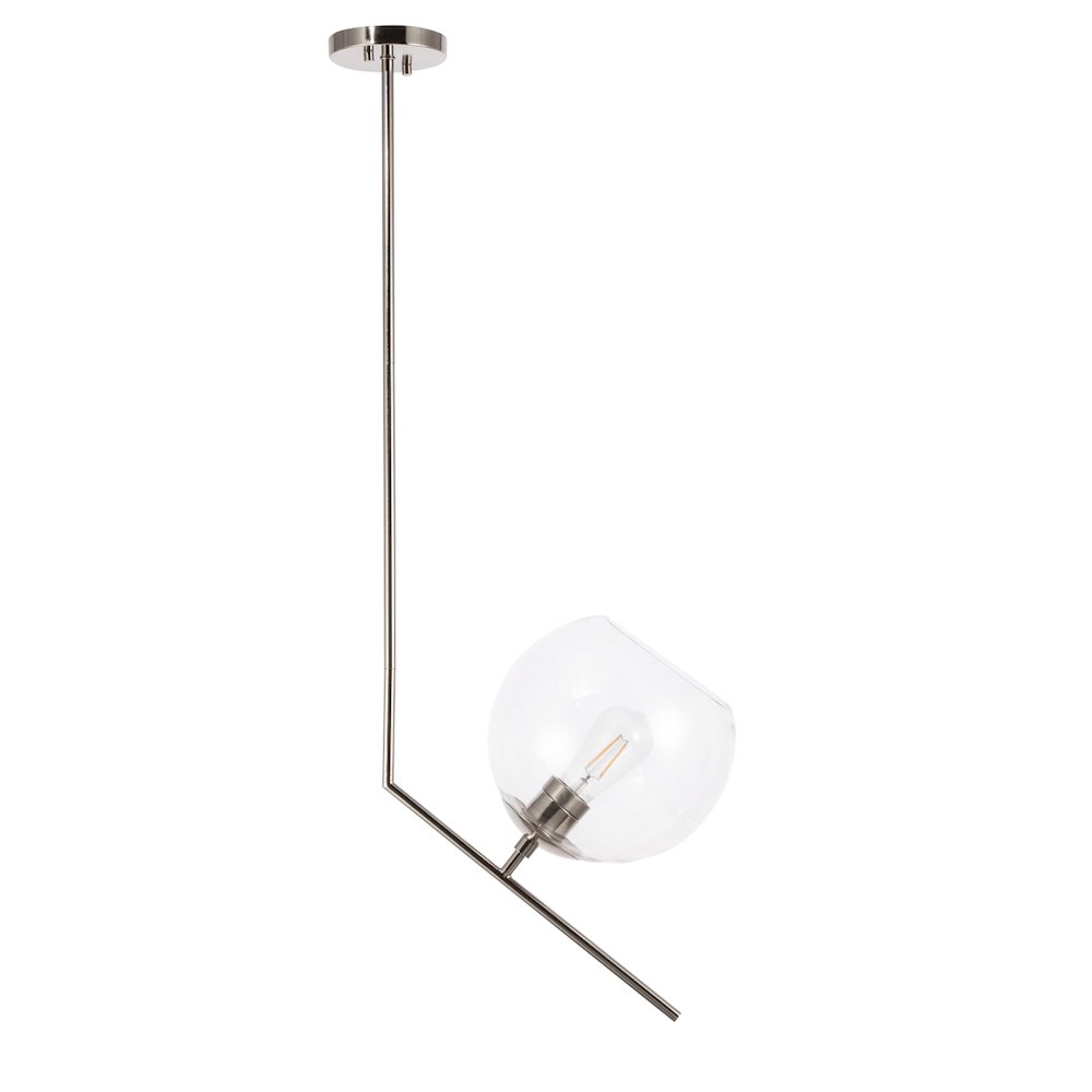 Ryland 1 Light Chrome And Clear Glass Pendant. Picture 3