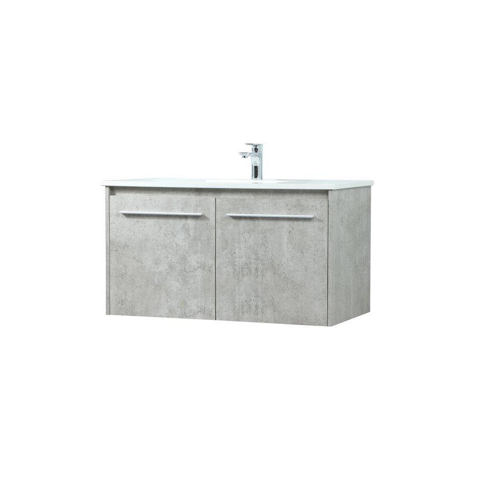 36 Inch Single Bathroom Vanity In Concrete Grey. Picture 8